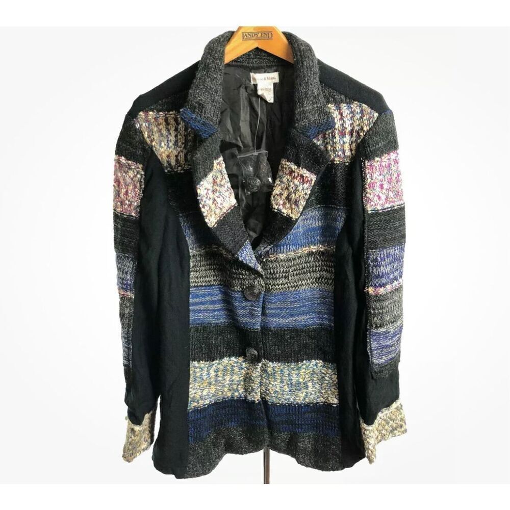 Kaktus Mix Media Patchwork Blazer, Large. Blue. Cottagecore #countrycore funky! - Picture 14 of 16
